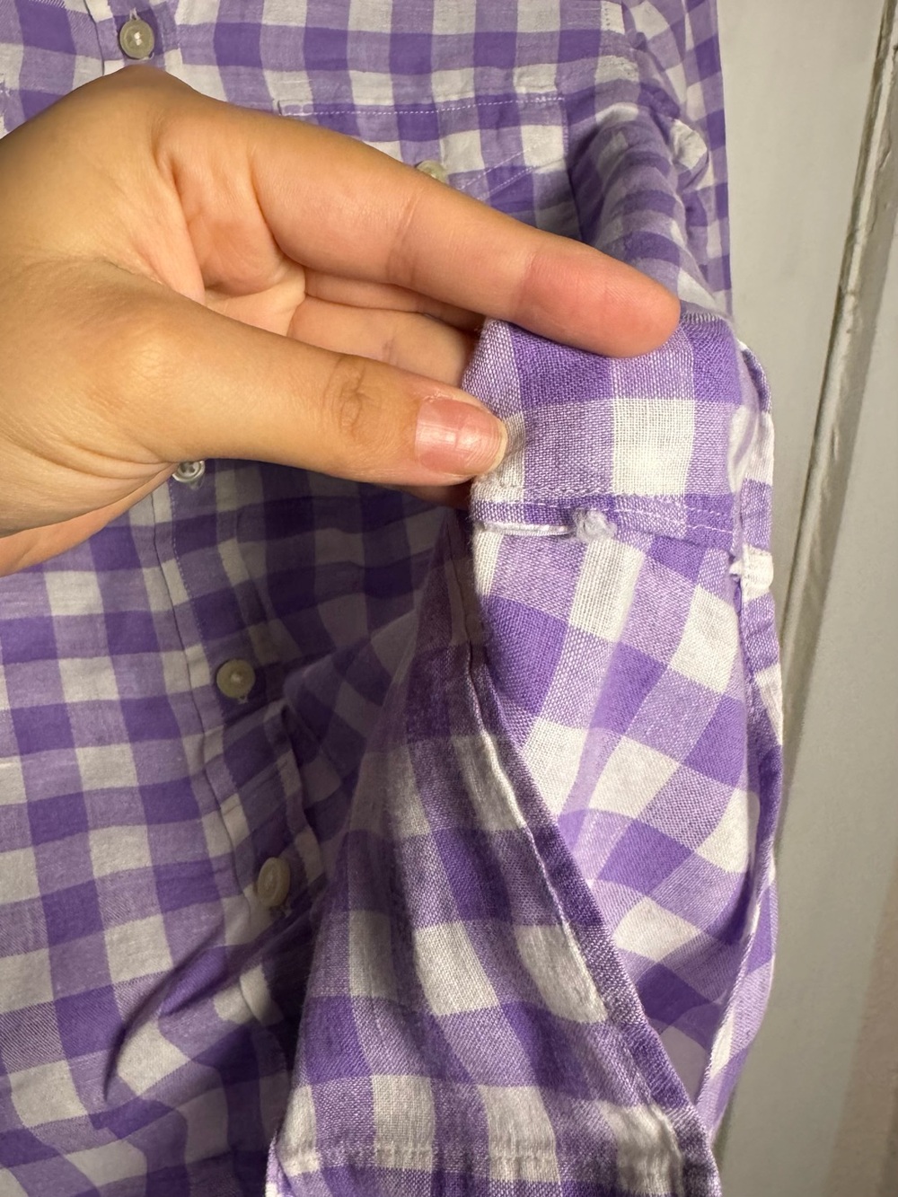 Banana Republic Soft-Wash Linen Cotton Gingham Button-Down Shirt Women’s Small - Picture 9 of 12